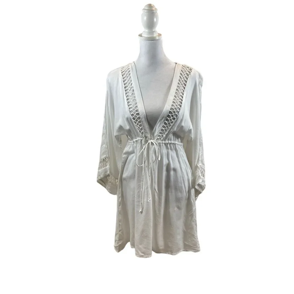 Brand new without Tags Raviya Brand‎ White Bell Sleeve Swim Cover Up Size Small